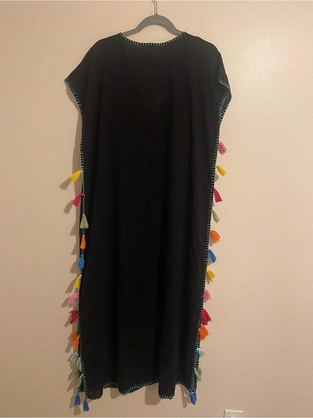 Bleu Rod Beattie Black Caftan with Light Blue Trim - Picture 4 of 6